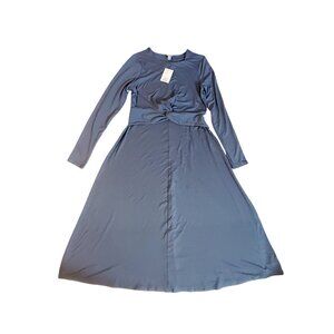 A New Day Womens Long Sleeve Blue Twist Front Dress  Size  Large